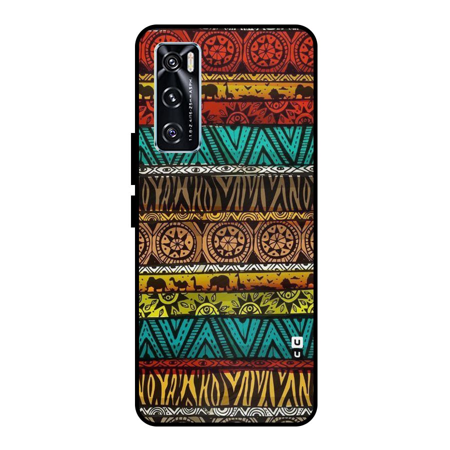 African Design Pattern Metal Back Case for Vivo V20 SE