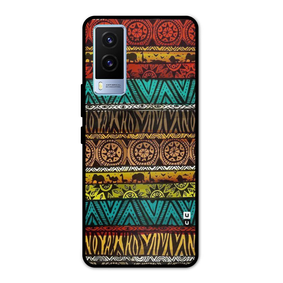 African Design Pattern Metal Back Case for Vivo V21e 5G