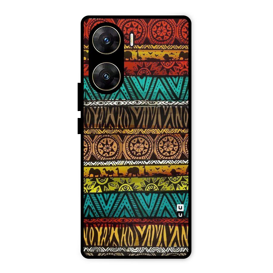 African Design Pattern Metal Back Case for Vivo V29e