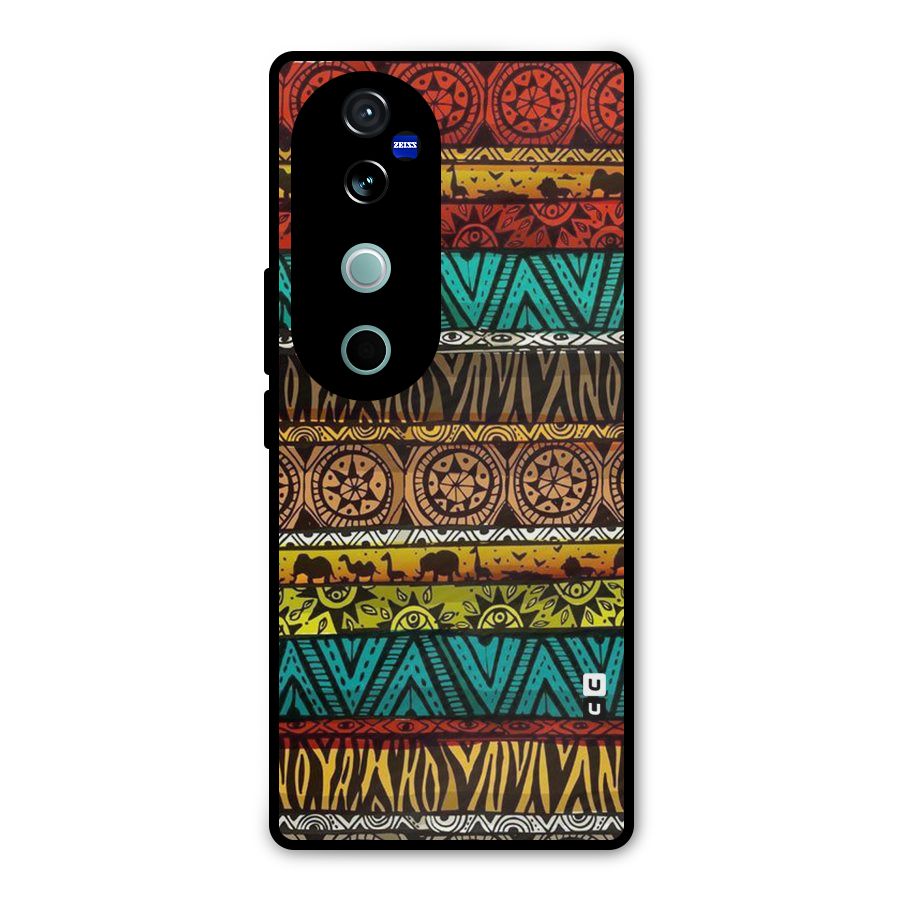 African Design Pattern Metal Back Case for Vivo V40 Pro