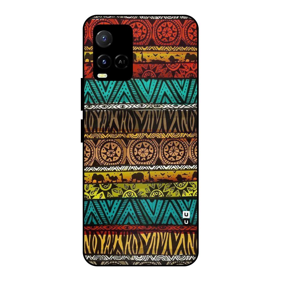 African Design Pattern Metal Back Case for Vivo Y21 2021