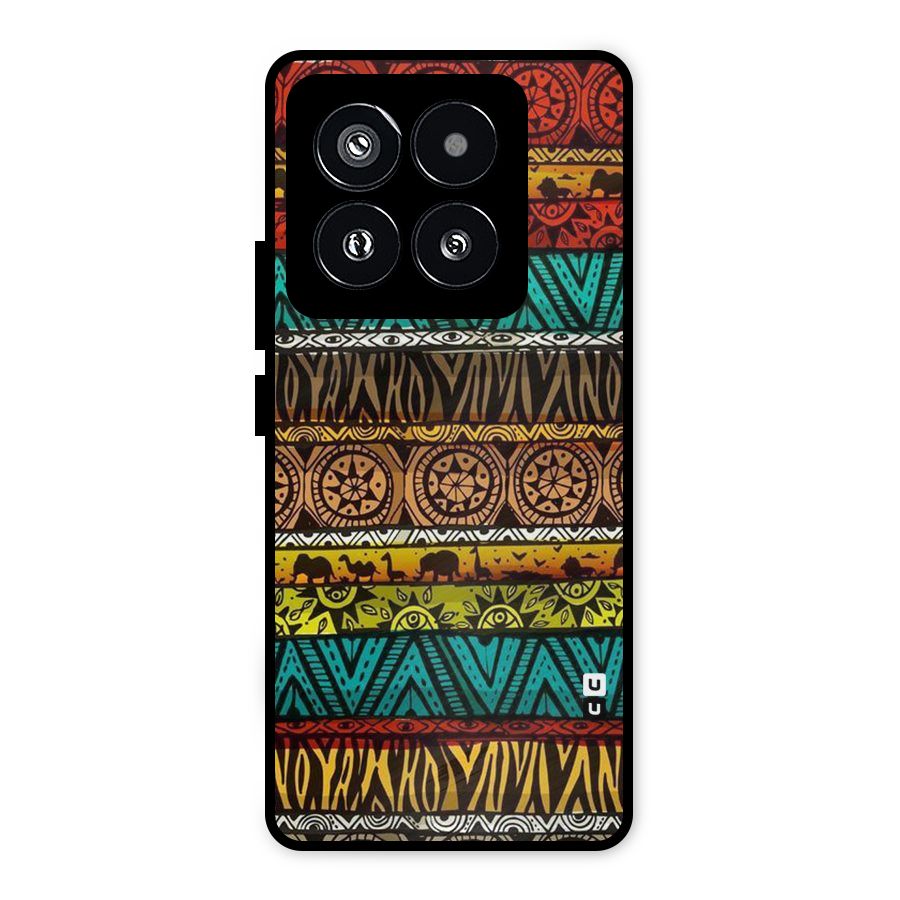 African Design Pattern Metal Back Case for Xiaomi 14 Pro