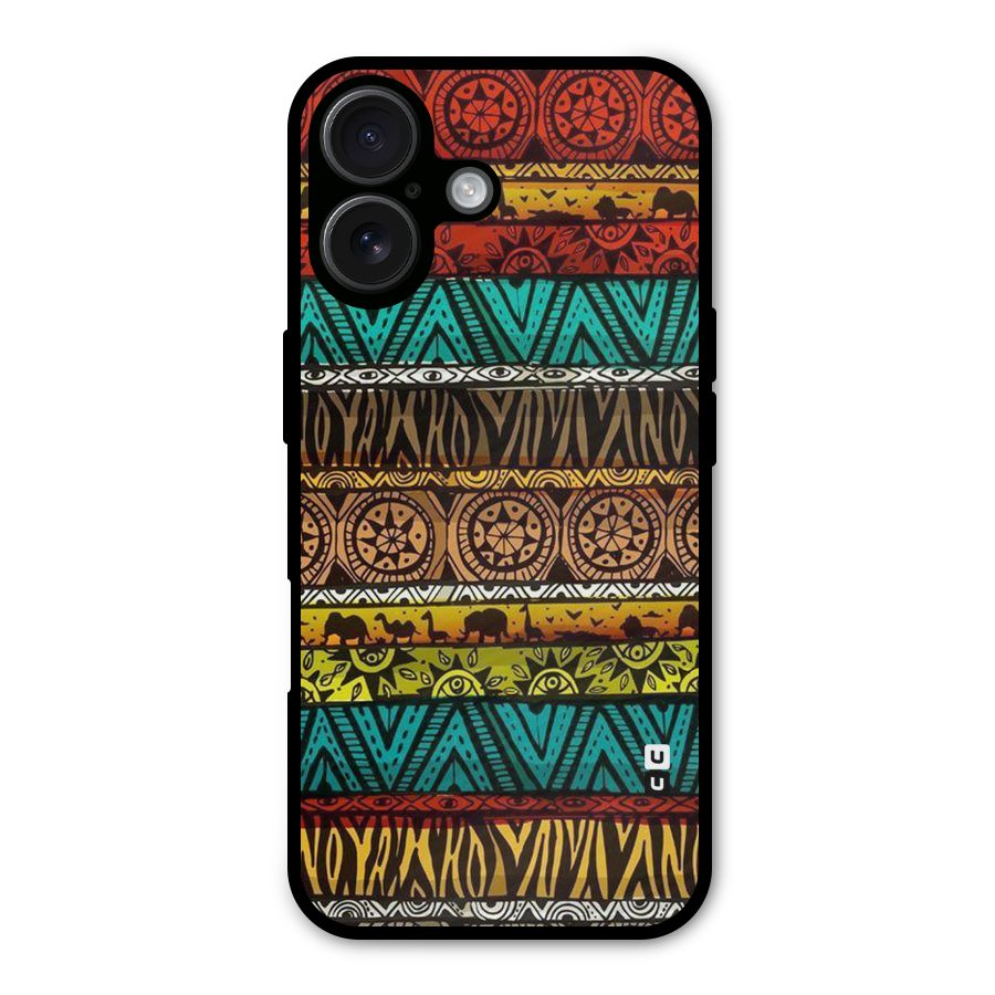 African Design Pattern Metal Back Case for iPhone 16