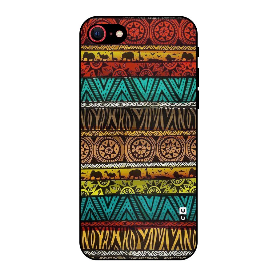 African Design Pattern Metal Back Case for iPhone SE 2020