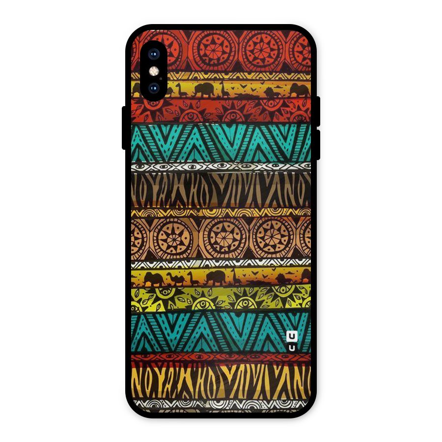 African Design Pattern Metal Back Case for iPhone XS Max