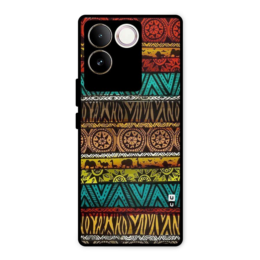 African Design Pattern Metal Back Case for iQOO Z7 Pro