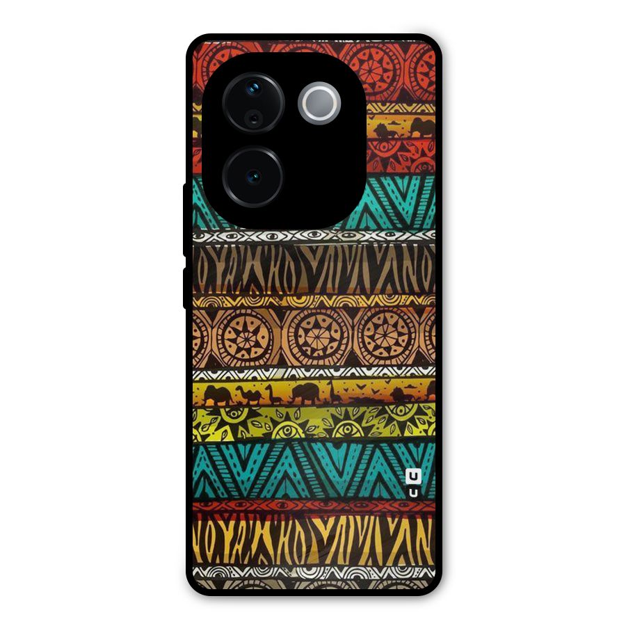 African Design Pattern Metal Back Case for iQOO Z9s Pro