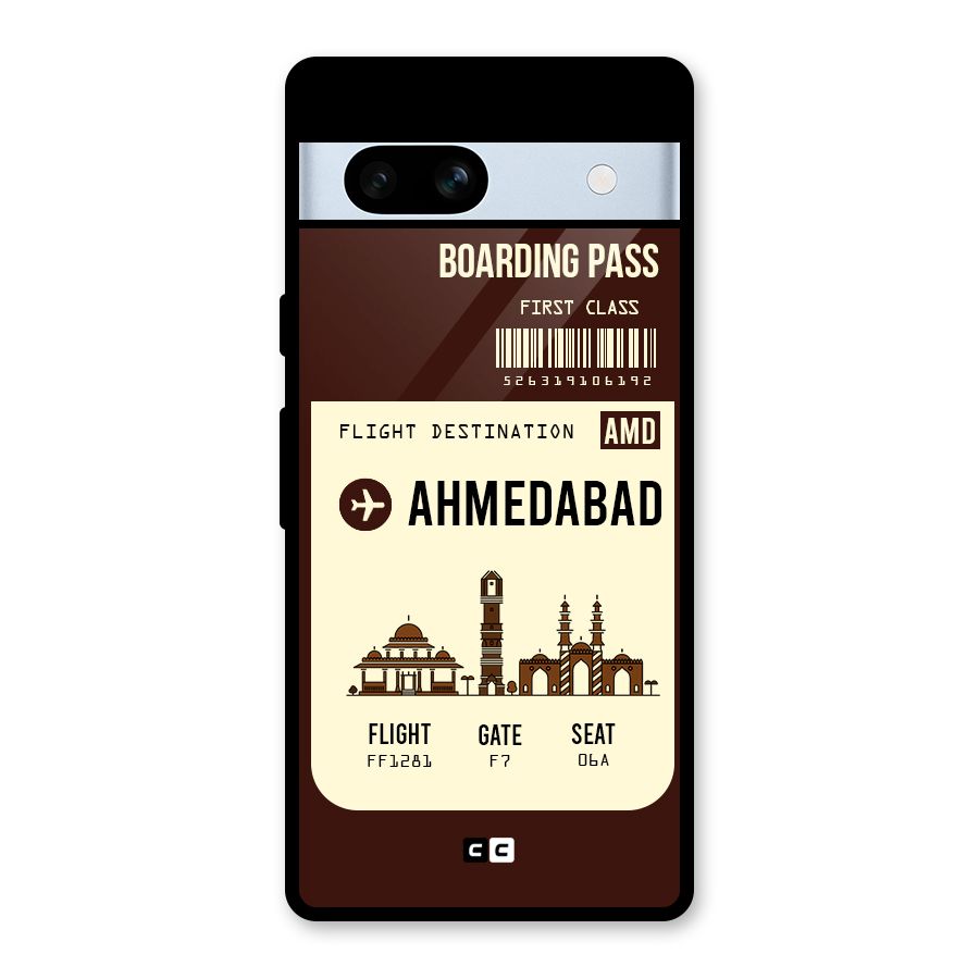 Ahmedabad Boarding Pass Glass Back Case for Google Pixel 7a