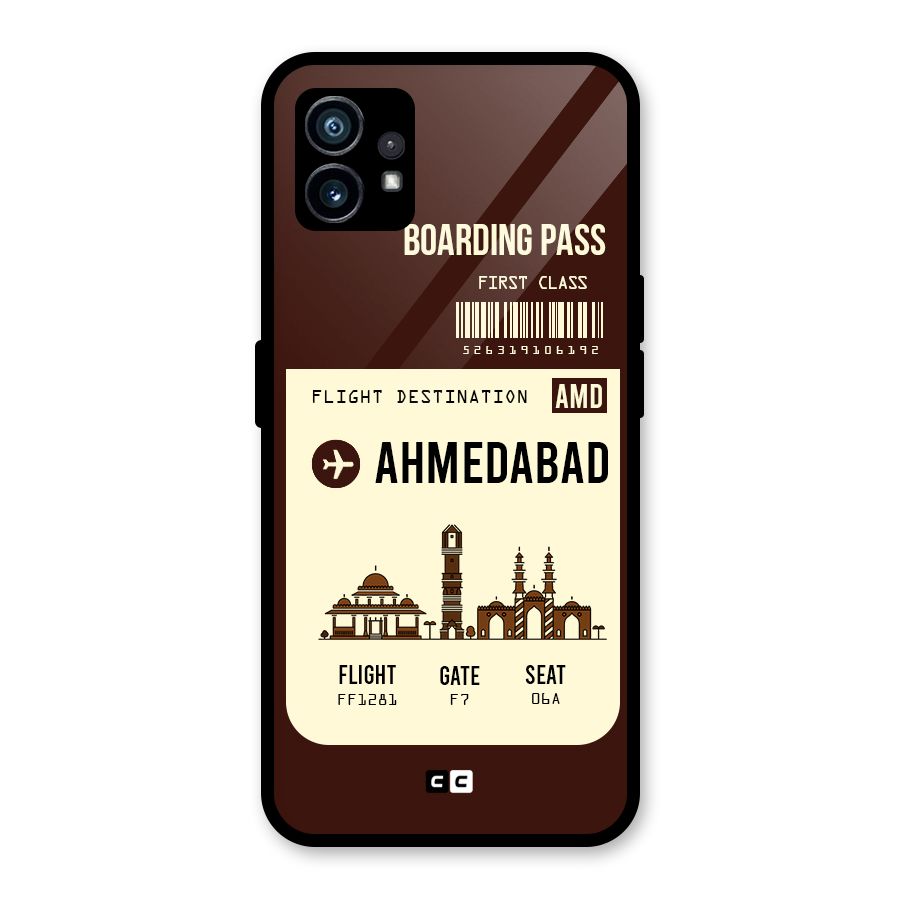 Ahmedabad Boarding Pass Glass Back Case for Nothing Phone 1