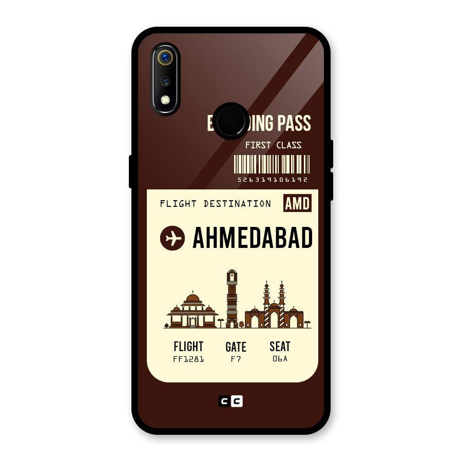 Ahmedabad Boarding Pass Glass Back Case for Realme 3i