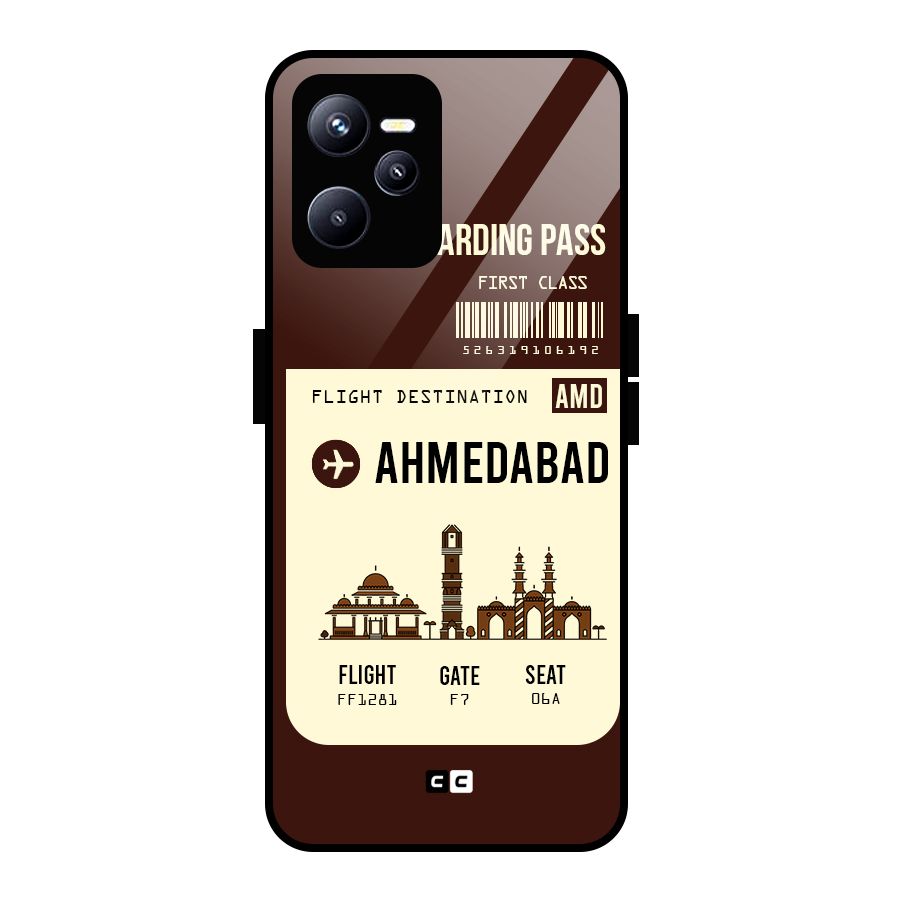 Ahmedabad Boarding Pass Glass Back Case for Realme C35