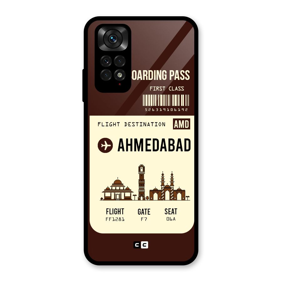 Ahmedabad Boarding Pass Glass Back Case for Redmi Note 11S