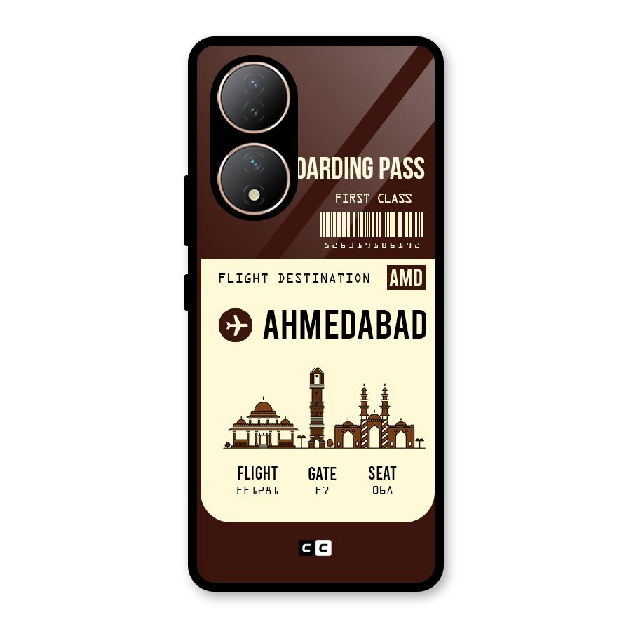 Ahmedabad Boarding Pass Glass Back Case for Vivo Y100A