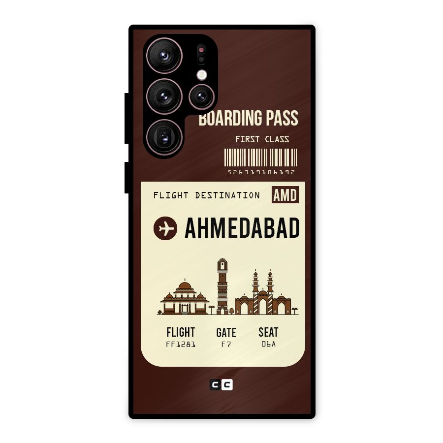 Ahmedabad Boarding Pass Metal Back Case for Galaxy S22 Ultra 5G
