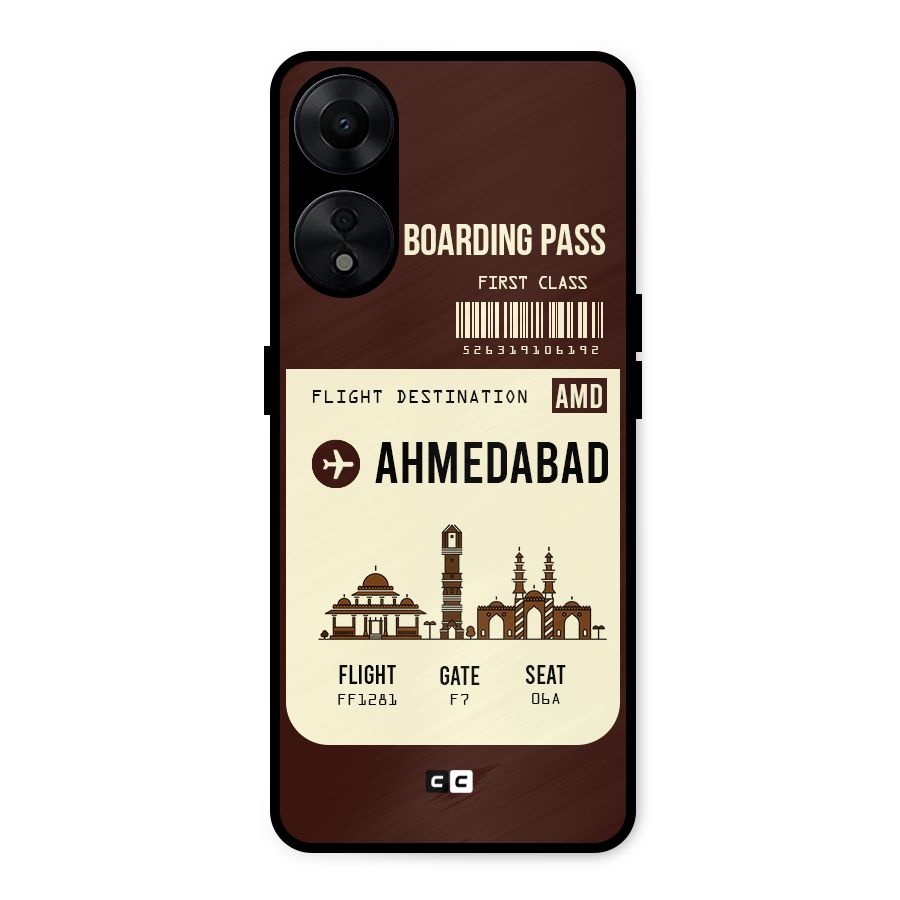 Ahmedabad Boarding Pass Metal Back Case for Oppo A78 5G