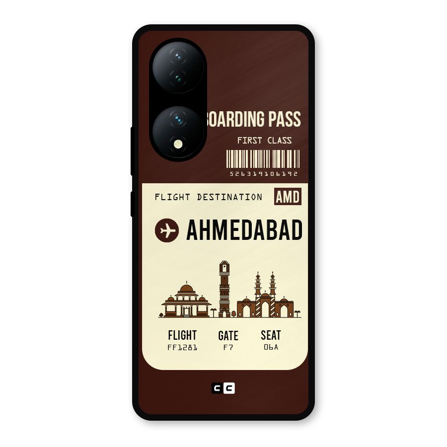 Ahmedabad Boarding Pass Metal Back Case for Vivo Y100a
