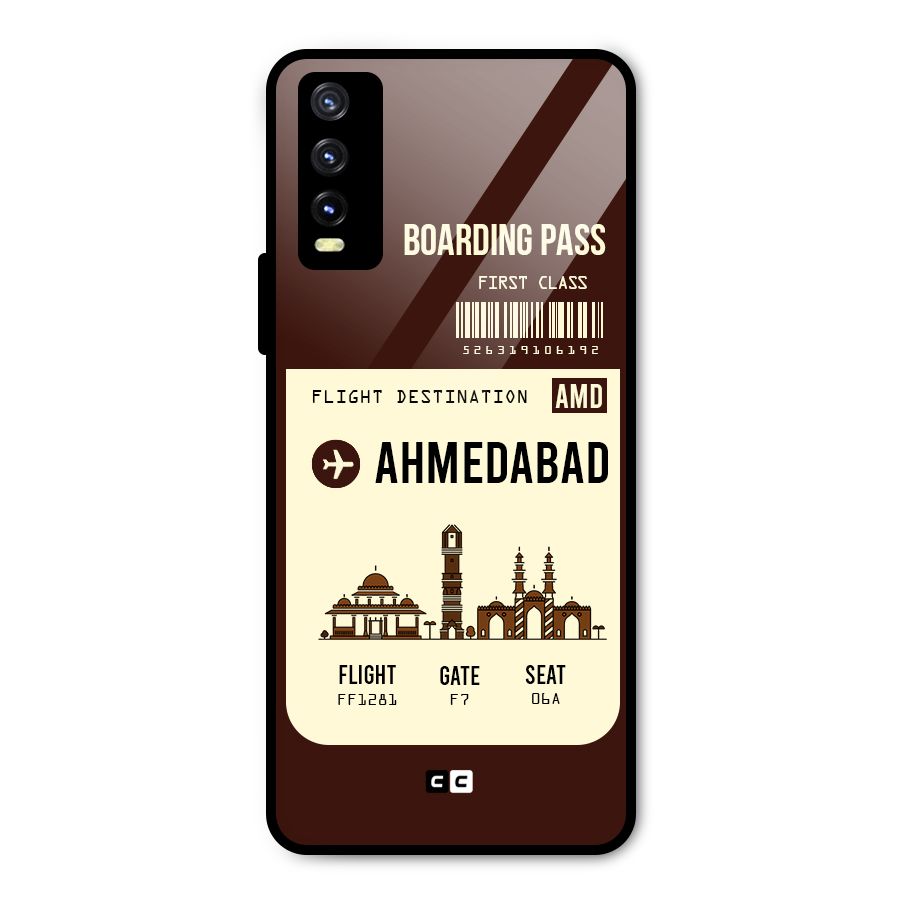 Ahmedabad Boarding Pass Metal Back Case for Vivo Y20