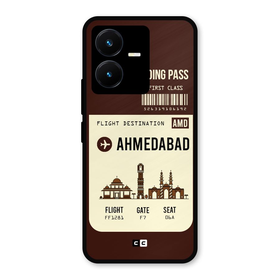 Ahmedabad Boarding Pass Metal Back Case for Vivo Y22