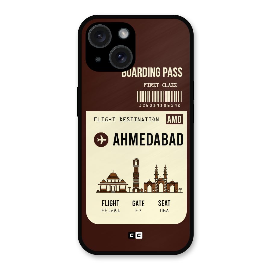 Ahmedabad Boarding Pass Metal Back Case for iPhone 15