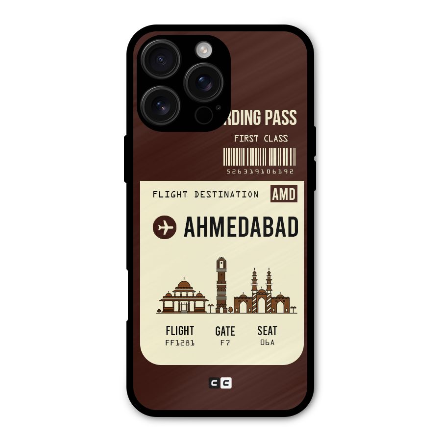 Ahmedabad Boarding Pass Metal Back Case for iPhone 16 Pro Max