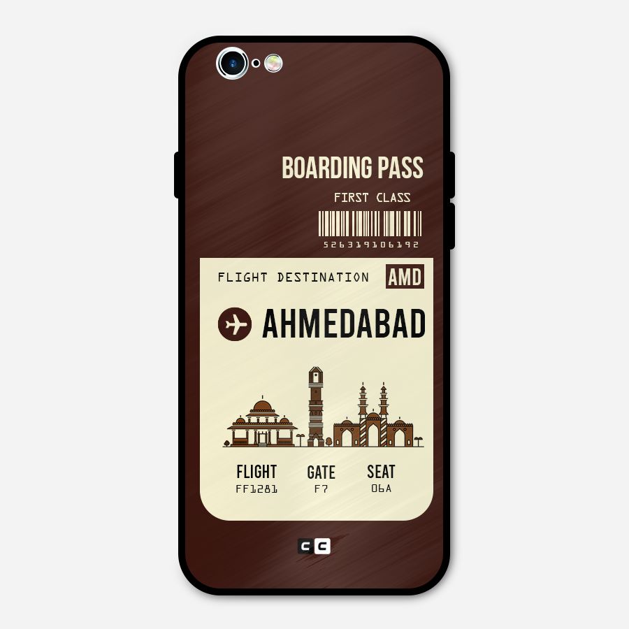 Ahmedabad Boarding Pass Metal Back Case for iPhone 6 6s