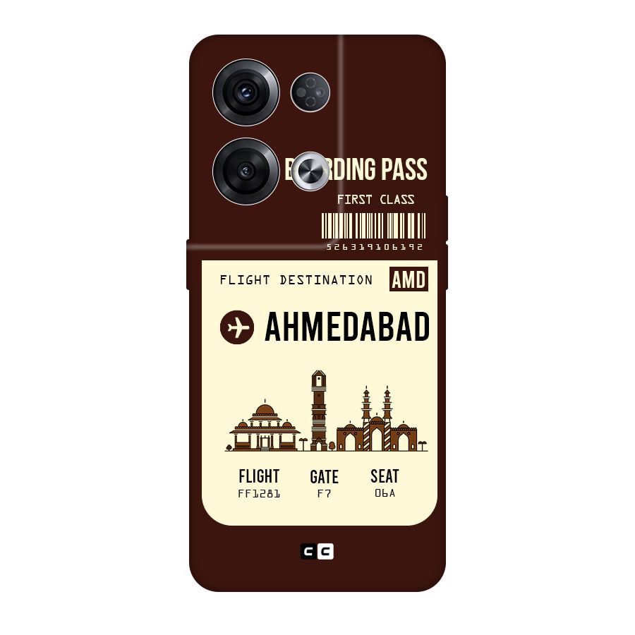 Ahmedabad Boarding Pass Original Polycarbonate Back Case for Oppo Reno8 Pro 5G