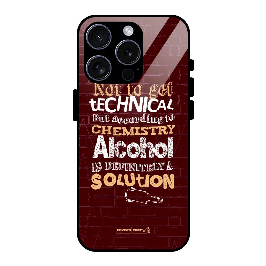 Alcohol is Definitely a Solution Glass Back Case for iPhone 15 Pro
