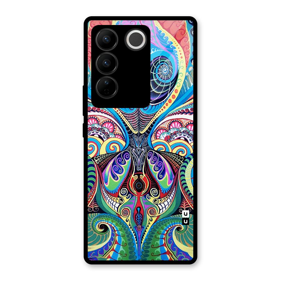 Alien Psychedelic Art Glass Back Case for Vivo V27 Pro