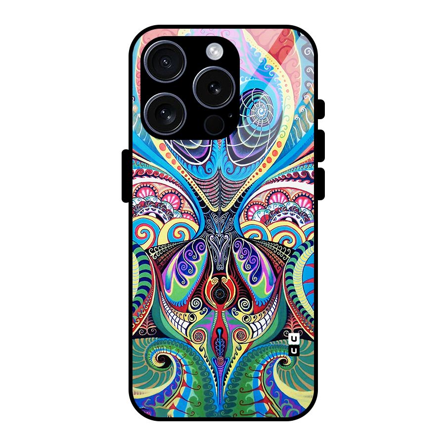 Alien Psychedelic Art Glass Back Case for iPhone 15 Pro