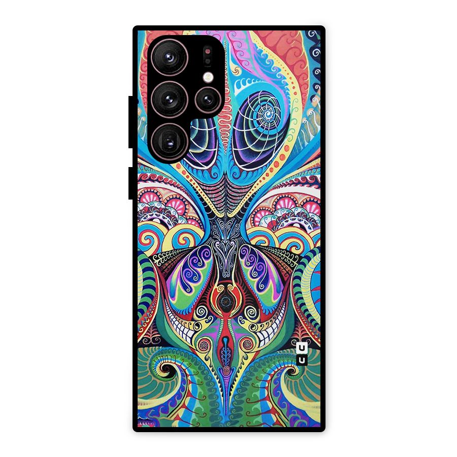 Alien Psychedelic Art Metal Back Case for Galaxy S22 Ultra 5G