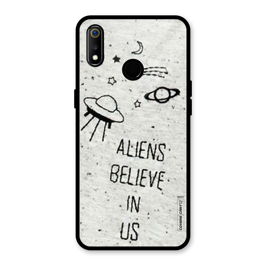 Aliens Believe In Us Glass Back Case for Realme 3i