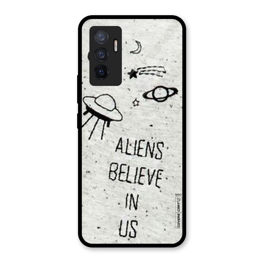 Aliens Believe In Us Glass Back Case for Vivo V23e