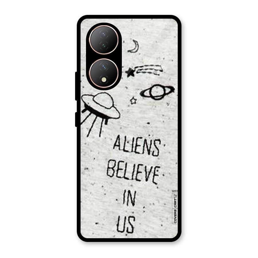 Aliens Believe In Us Glass Back Case for Vivo Y100A