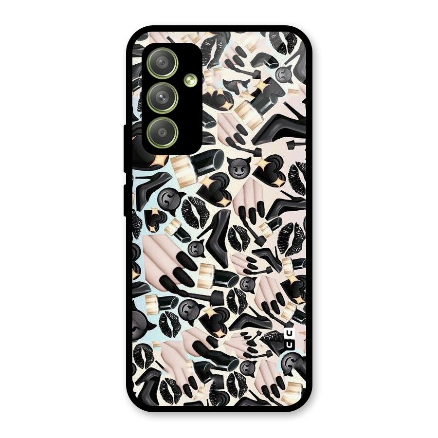 All Black Love Glass Back Case for Galaxy A54