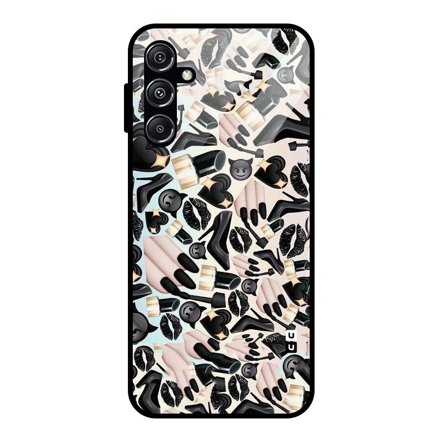 All Black Love Glass Back Case for Galaxy M34 5G