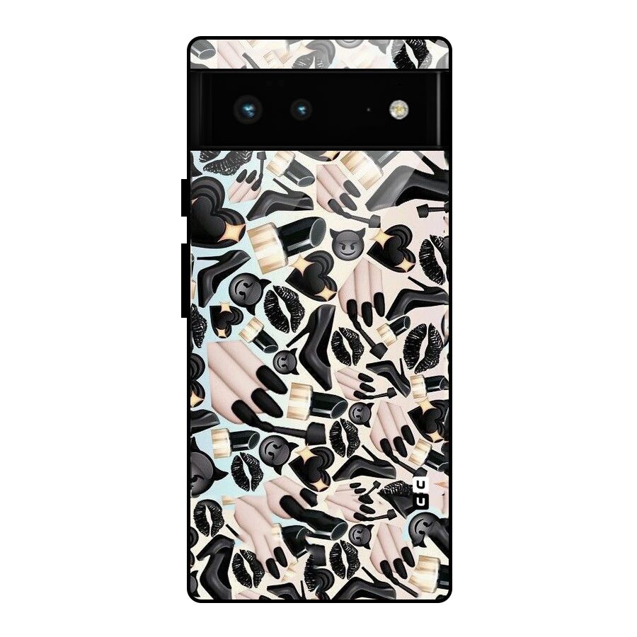 All Black Love Glass Back Case for Google Pixel 6