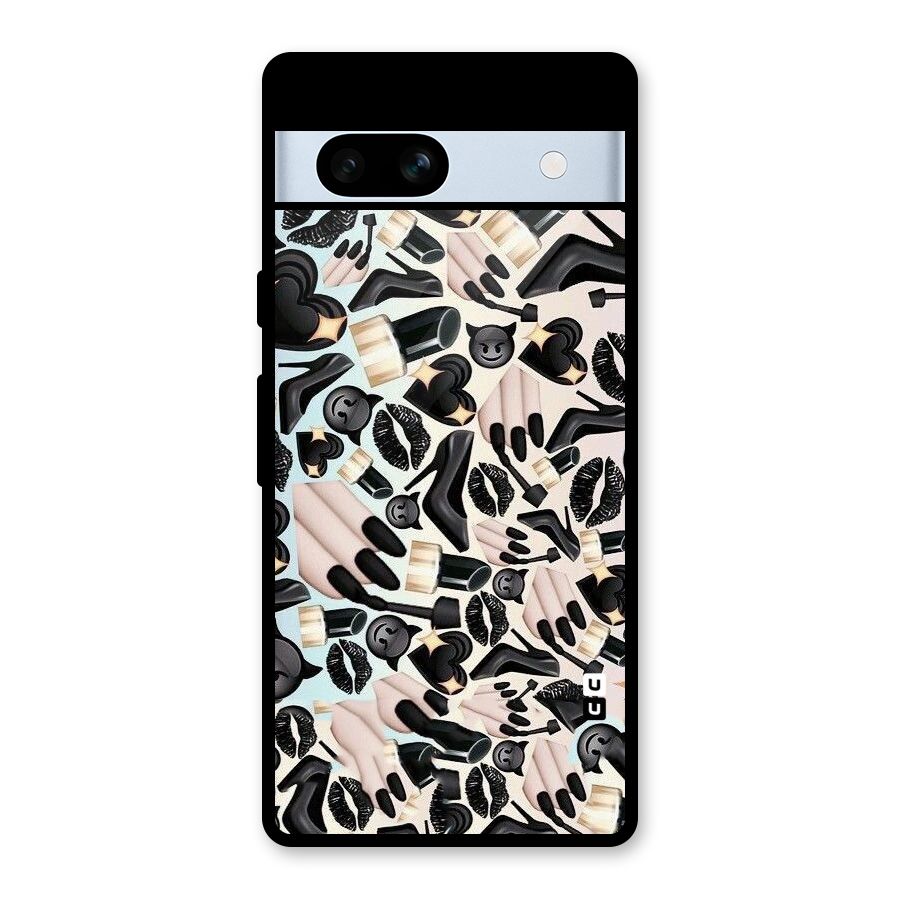 All Black Love Glass Back Case for Google Pixel 7a