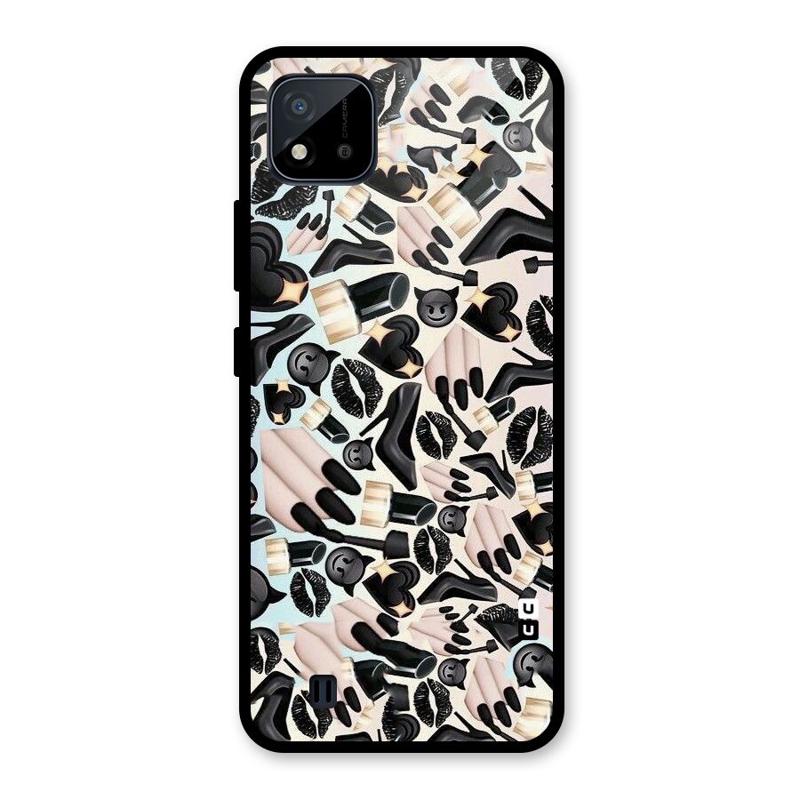 All Black Love Glass Back Case for Realme C11 2021