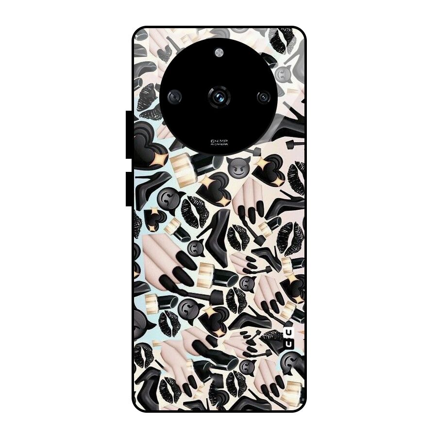 All Black Love Glass Back Case for Realme Narzo 60 5G