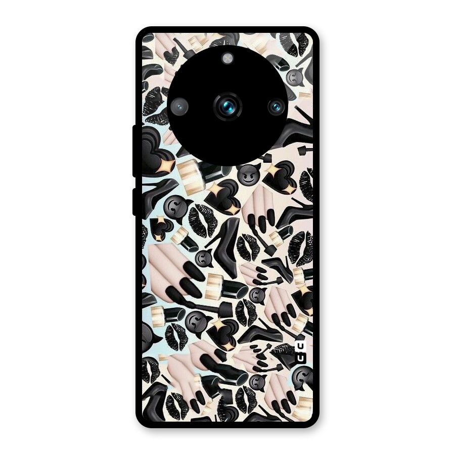 All Black Love Glass Back Case for Realme Narzo 60 Pro