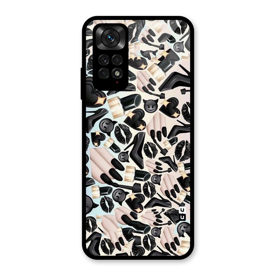 All Black Love Glass Back Case for Redmi Note 11S