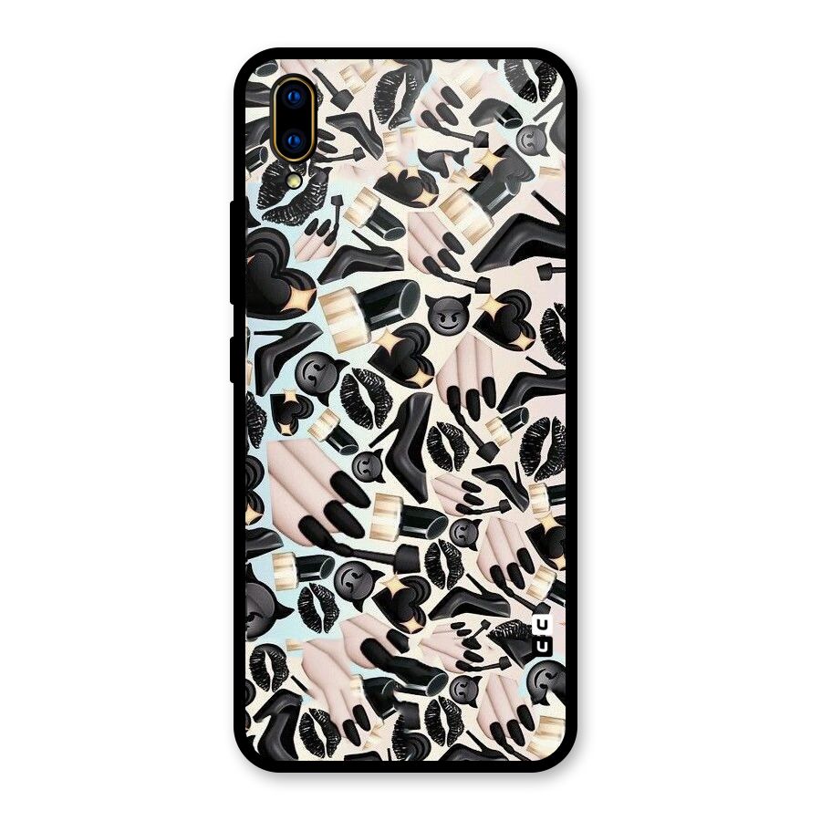 All Black Love Glass Back Case for Vivo V11 Pro