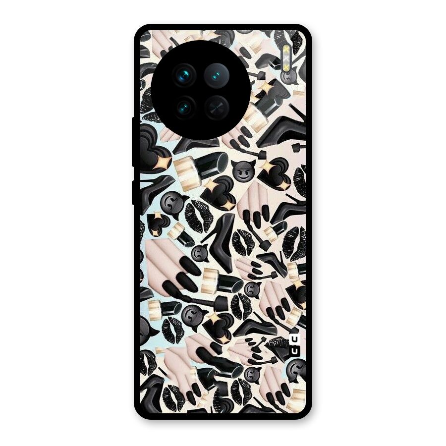 All Black Love Glass Back Case for Vivo X90