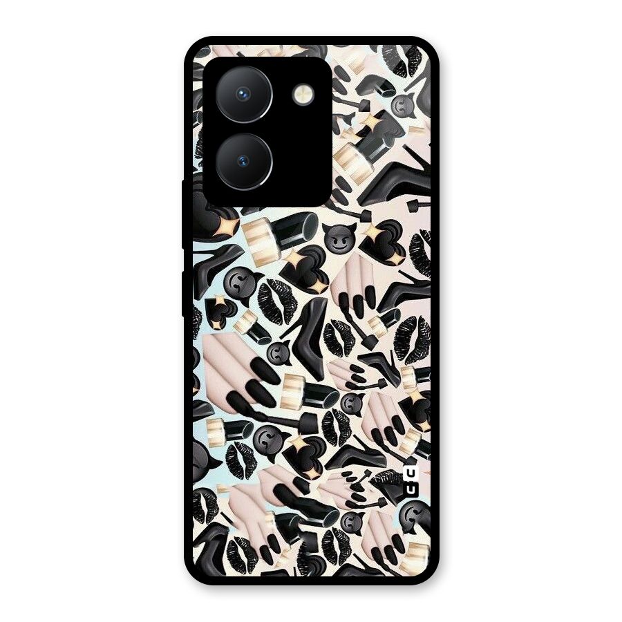 All Black Love Glass Back Case for Vivo Y36