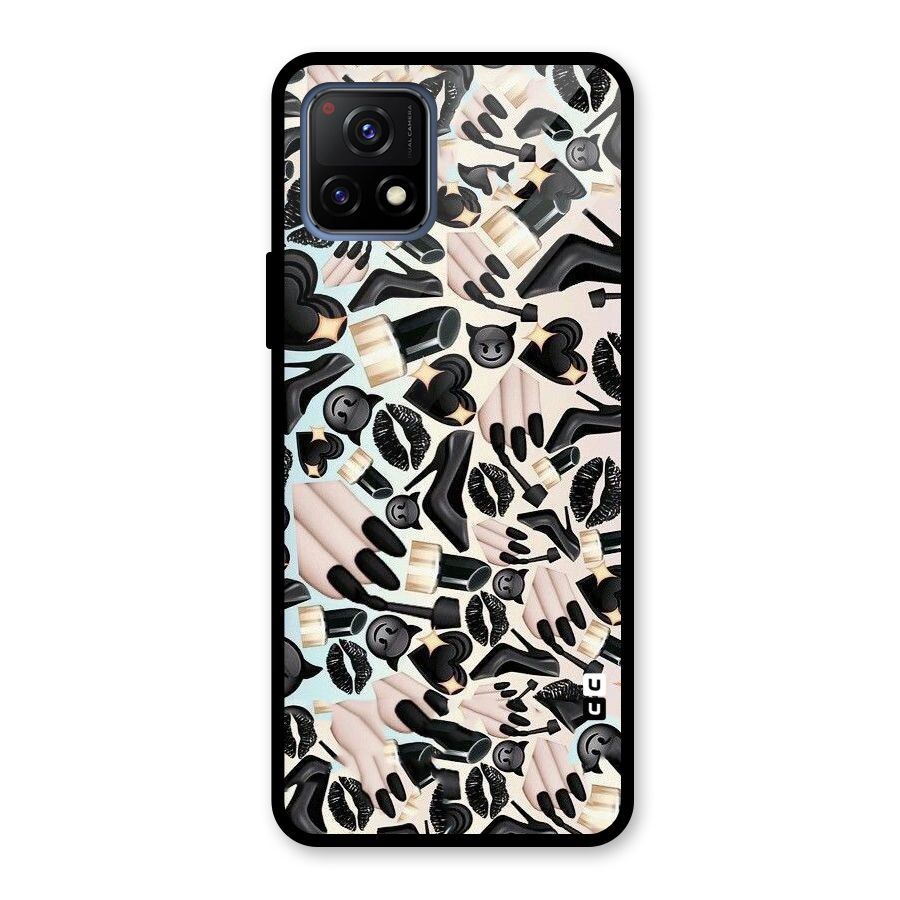 All Black Love Glass Back Case for Vivo Y72 5G