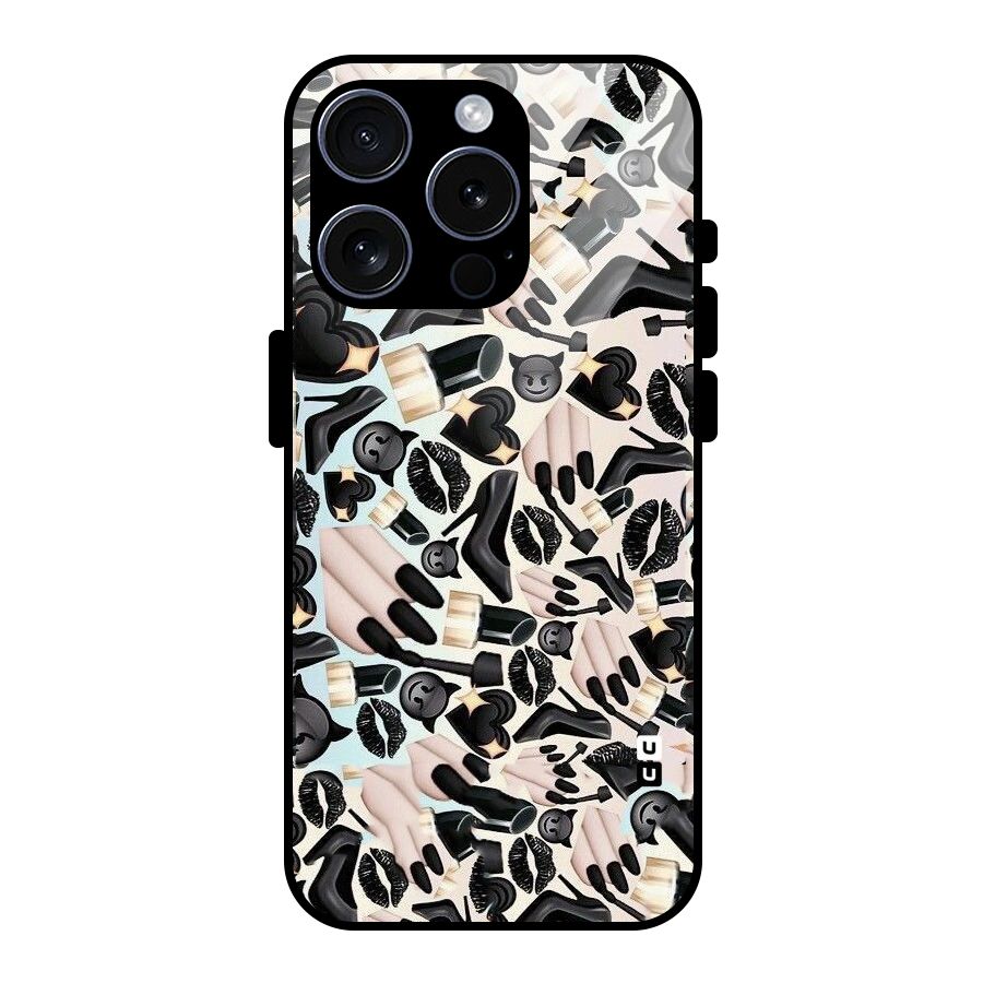 All Black Love Glass Back Case for iPhone 15 Pro