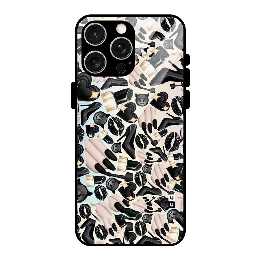 All Black Love Glass Back Case for iPhone 15 Pro Max