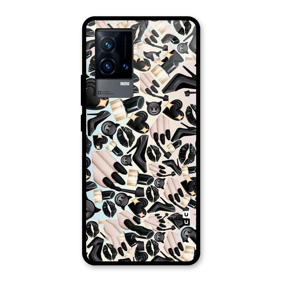 All Black Love Glass Back Case for iQOO 9 5G
