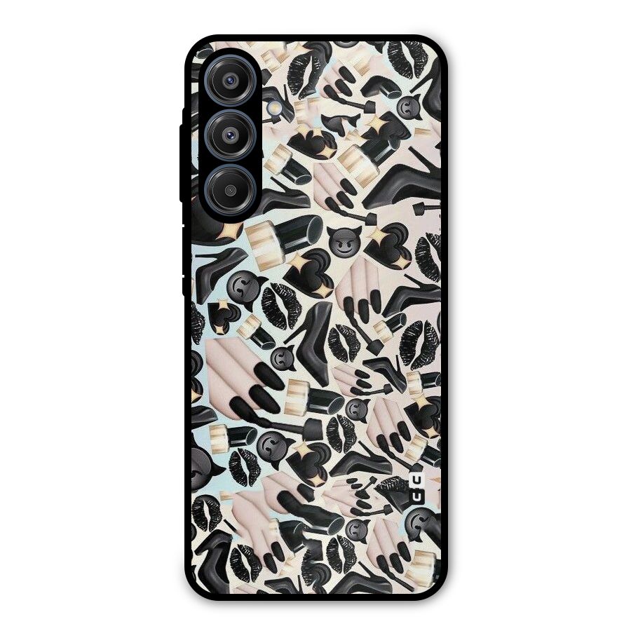 All Black Love Metal Back Case for Galaxy A16 5G