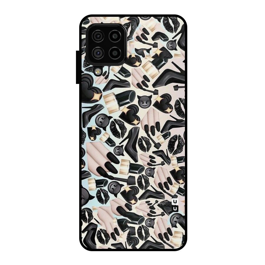 All Black Love Metal Back Case for Galaxy A22 4G